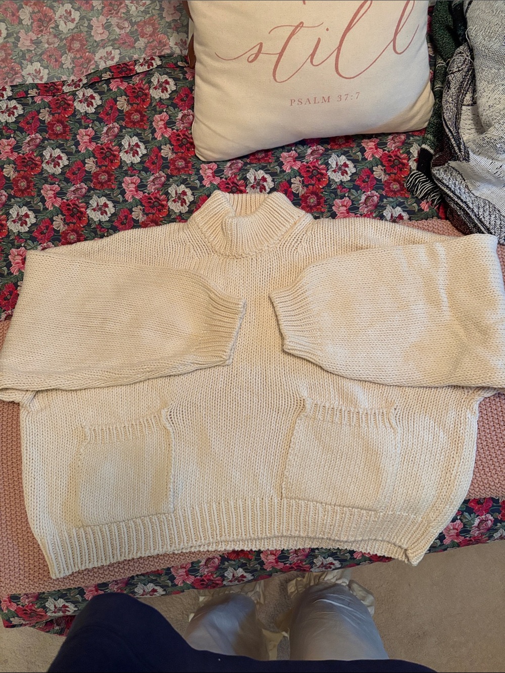 Babaa No 20 Cotton Sweater - high neck with pockets